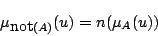 \begin{displaymath}   
\mu_{\mbox{not}(A)}(u)=n(\mu_A(u))   
\end{displaymath}